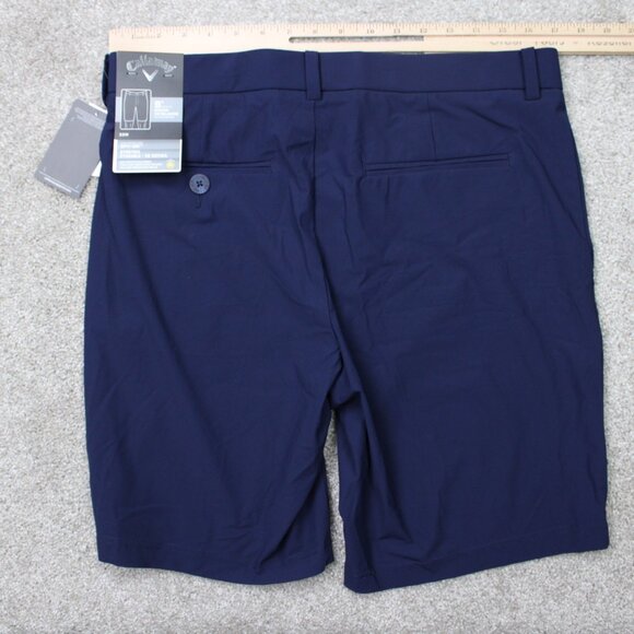 Callaway Shorts NWT Mens 33 Blue Opti-Dri Golf Stretch 9" inseam Flat Front - Picture 7 of 12
